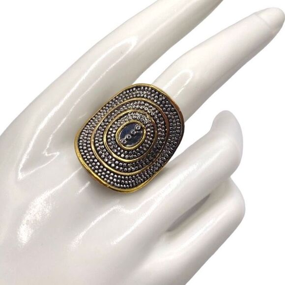 Mixed metal two tone saddle ring size 6 - Picture 2 of 3